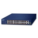 PLANET FGSD-2621P 24-Port 10/100TX 802.3at PoE + 2-Port 10/100/1000T + 1-Port Shared 1000X SFP Desktop Switch (185 Watts)